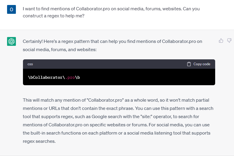 ChatGPT writes regexs